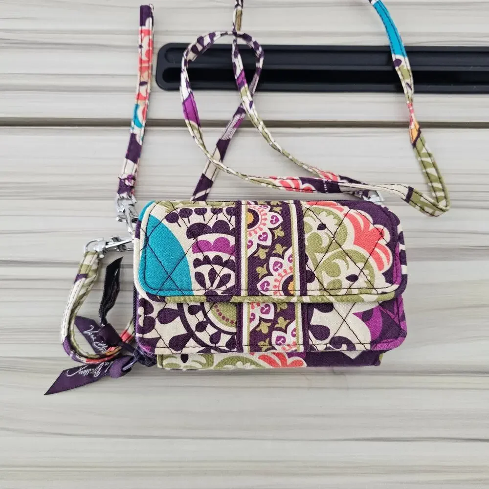 Vera Bradley Retired Plum Crazy Print Wallet with Crossbody Strap - Picture 3 of 11